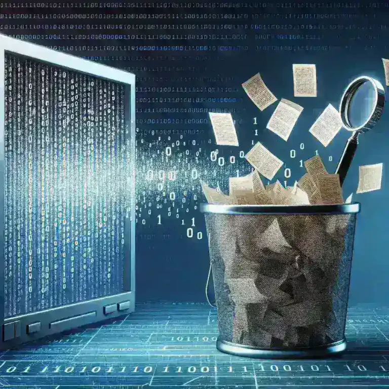 "Ilustrasi software pemulihan file yang terhapus dengan antarmuka pengguna yang intuitif, menunjukkan langkah-langkah pemulihan data yang mudah dan efektif."